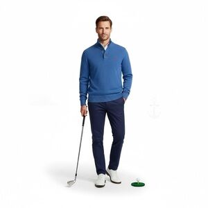 Polo Ralph Lauren Henley Sweater Mens L Blue Long Sleeve Cotton Knit Pullover